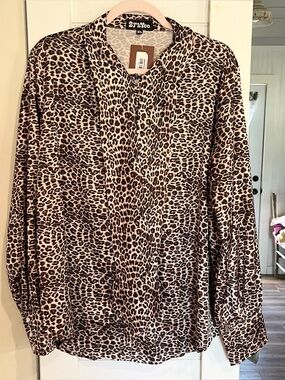 2 Fly Co Leopard Print Blouse - Brown/Cream
